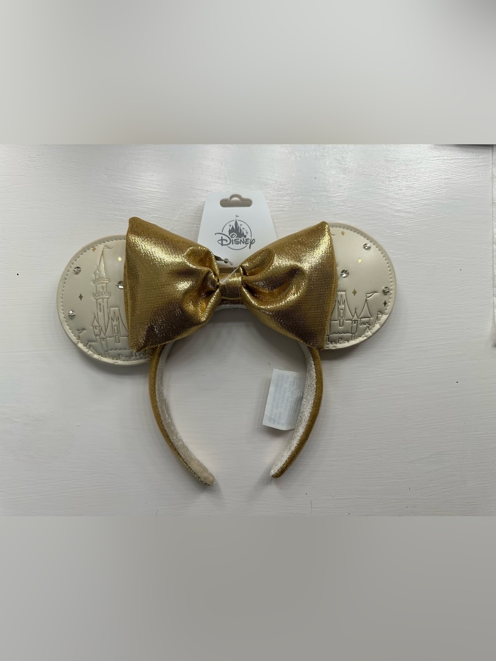 Disney Minnie Mouse Ears Headband Gold Sparkle Castle NWT
